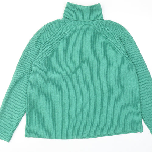 Marks and Spencer Womens Green Roll Neck Acrylic Pullover Jumper Size M