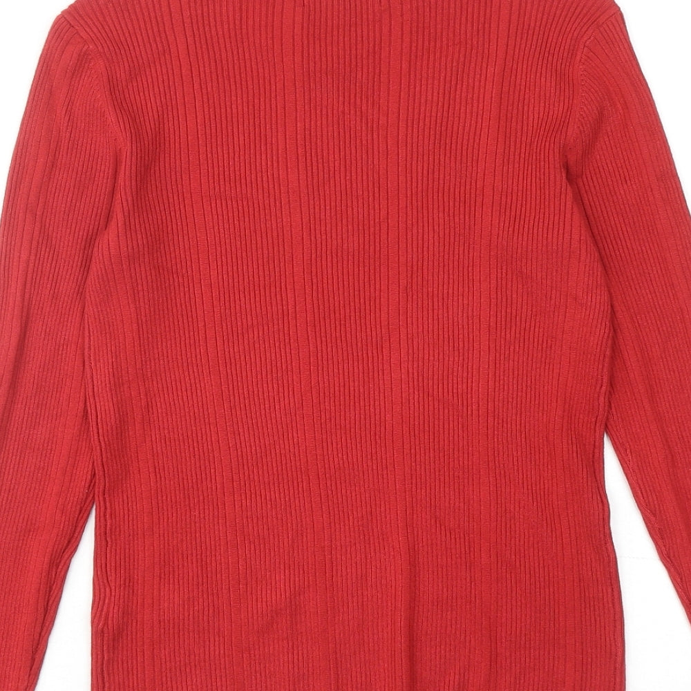 Marks and Spencer Womens Red Round Neck Viscose Pullover Jumper Size 10