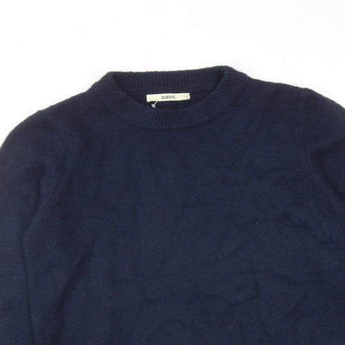 Oasis Womens Blue Round Neck Acrylic Pullover Jumper Size S