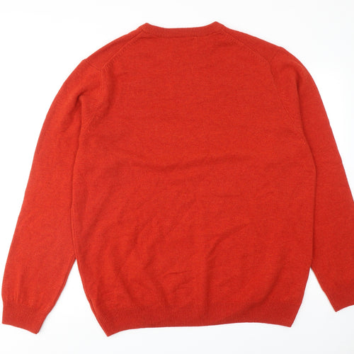Marks and Spencer Mens Red Round Neck Wool Pullover Jumper Size 2XL Long Sleeve