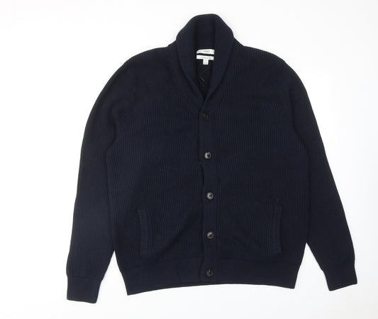 Marks and Spencer Mens Blue V-Neck Polyester Cardigan Jumper Size XL Long Sleeve