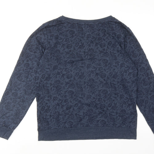 Clockhouse Womens Blue Floral Cotton Pullover Sweatshirt Size M Pullover