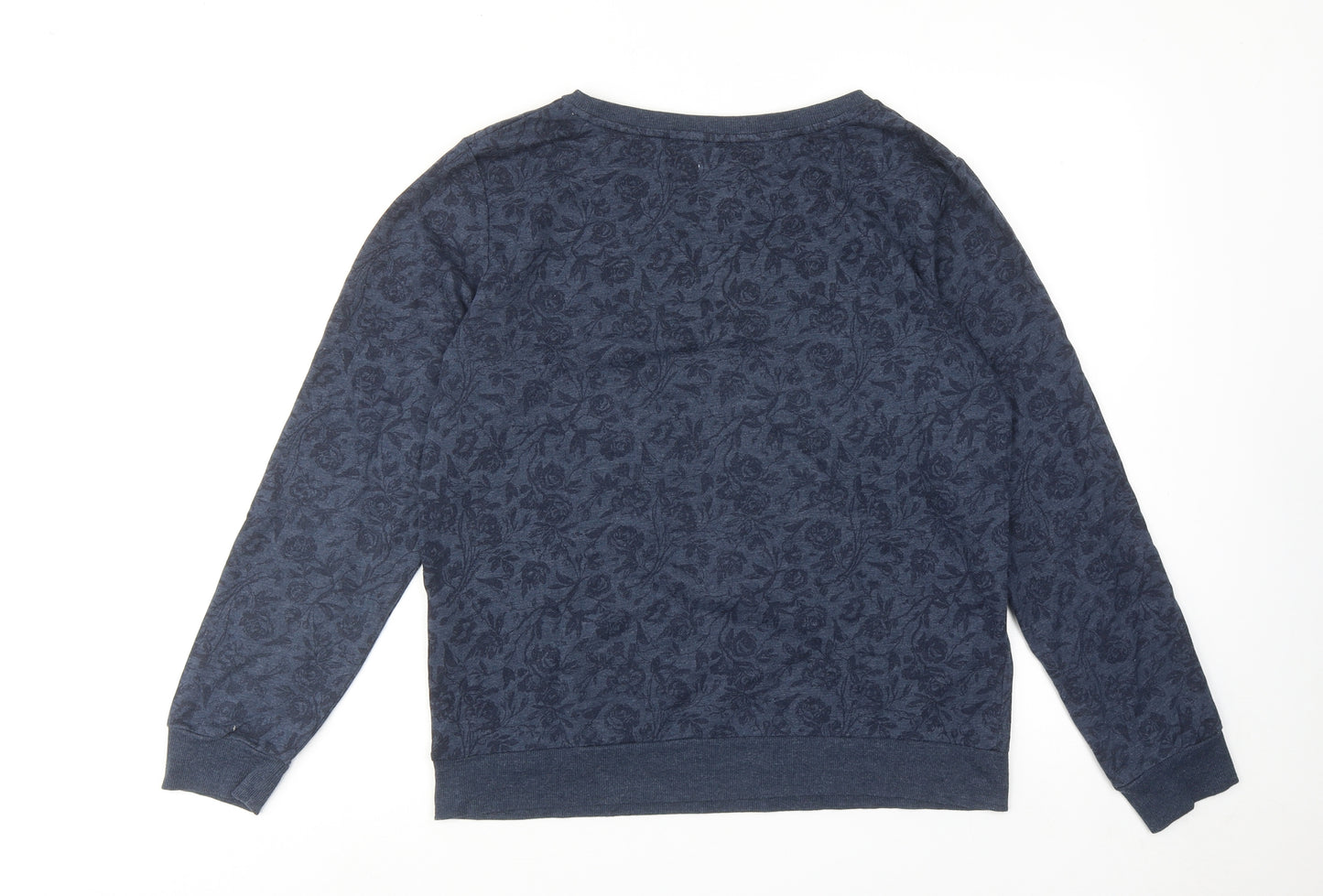 Clockhouse Womens Blue Floral Cotton Pullover Sweatshirt Size M Pullover