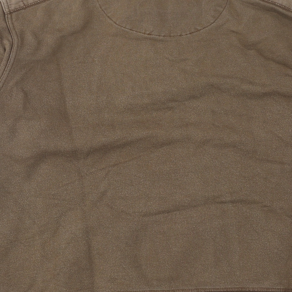 Marks and Spencer Mens Brown Cotton Henley Sweatshirt Size L