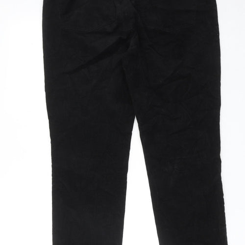 Marks and Spencer Womens Black Cotton Trousers Size 16 Regular Zip