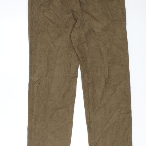Marks and Spencer Mens Brown Cotton Trousers Size 32 in L31 in Regular Zip