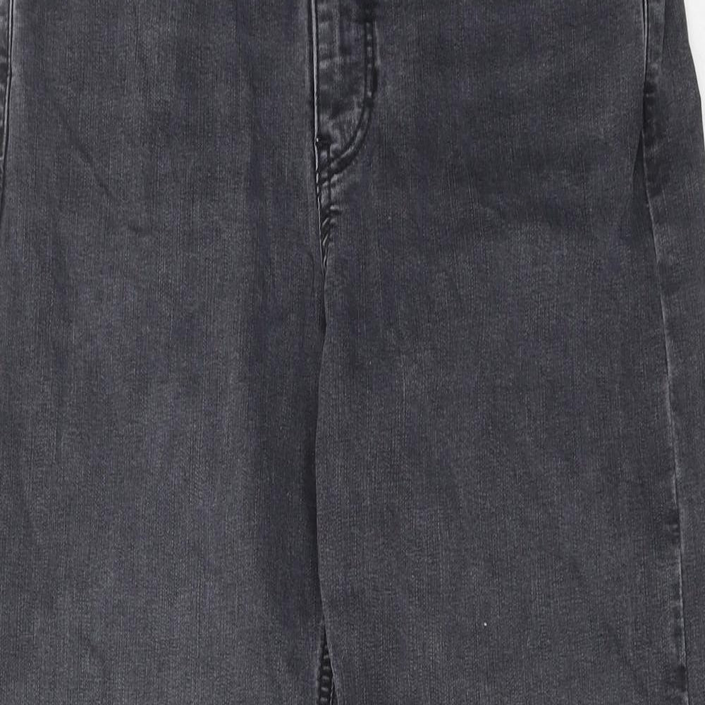 Per Una Womens Grey Cotton Straight Jeans Size 12 Regular Zip