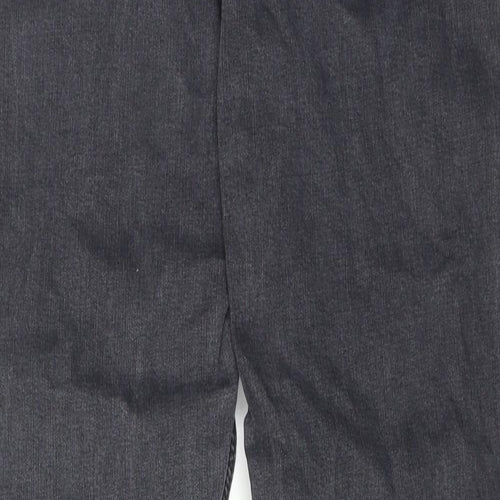 Per Una Womens Grey Cotton Straight Jeans Size 12 Regular Zip