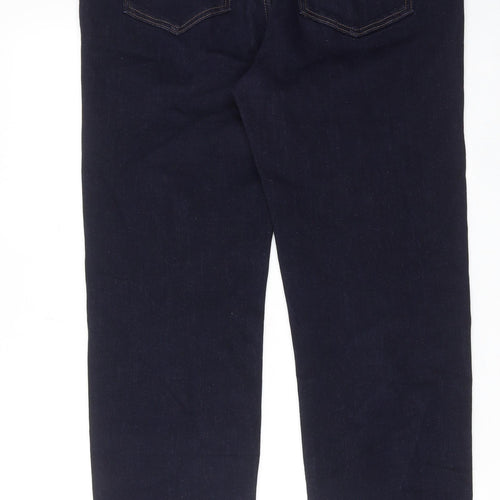 Marks and Spencer Womens Blue Cotton Straight Jeans Size 16 Regular Zip