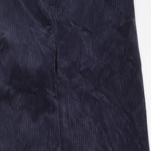 Per Una Womens Blue Cotton Trousers Size 10 Regular Hook & Eye