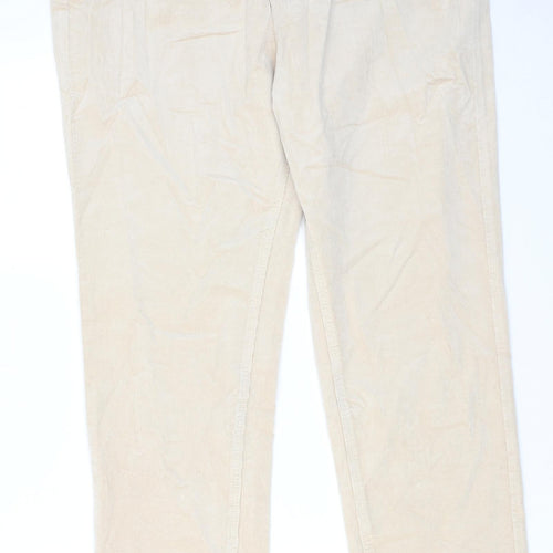 Marks and Spencer Womens Beige Cotton Trousers Size 20 Regular Zip
