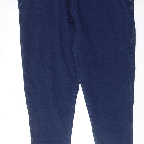 Marks and Spencer Womens Blue Cotton Trousers Size 24 Regular Drawstring