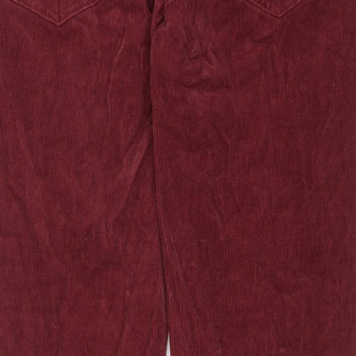White Stuff Womens Red Cotton Trousers Size 16 Regular Zip