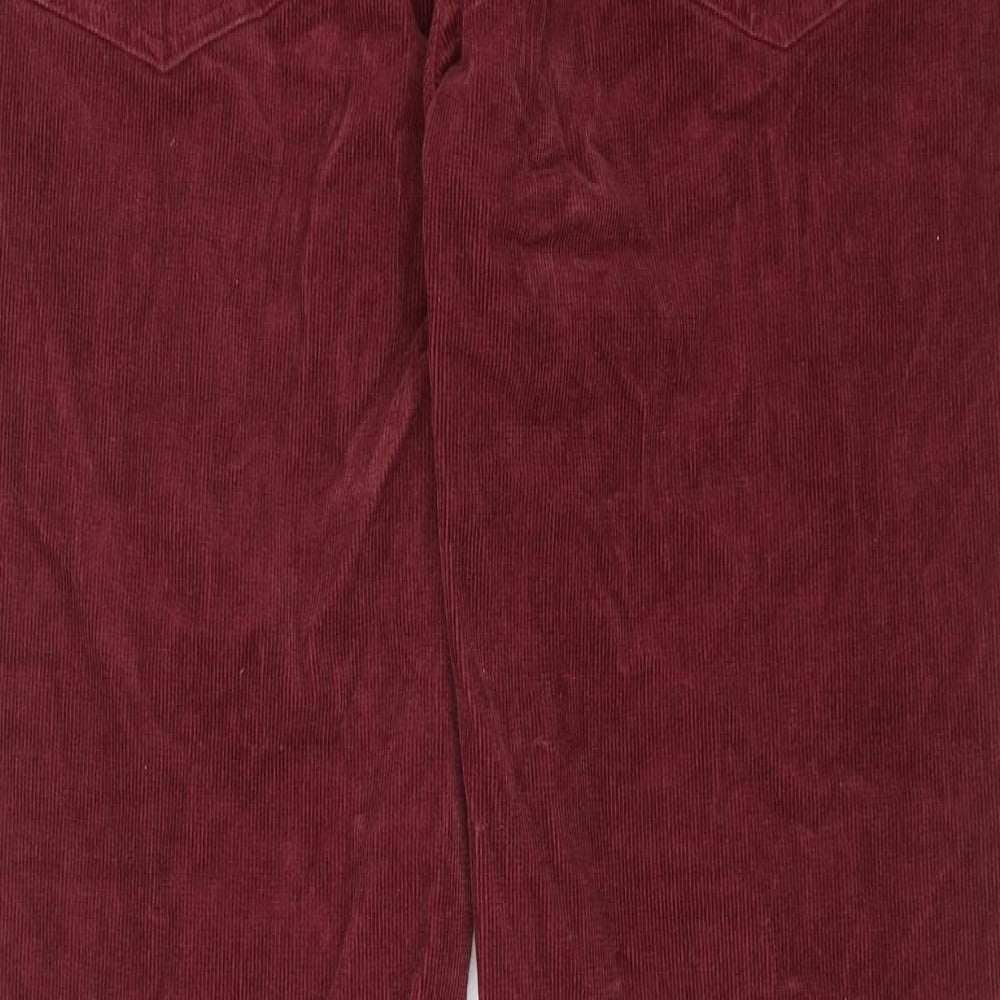 White Stuff Womens Red Cotton Trousers Size 16 Regular Zip