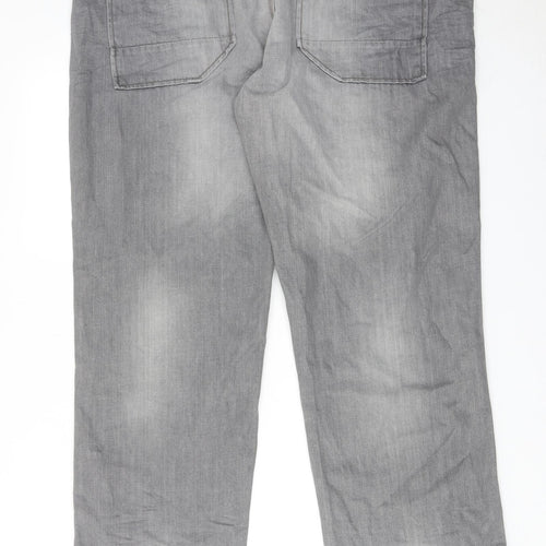Jacamo Mens Grey Cotton Straight Jeans Size 40 in Regular Button