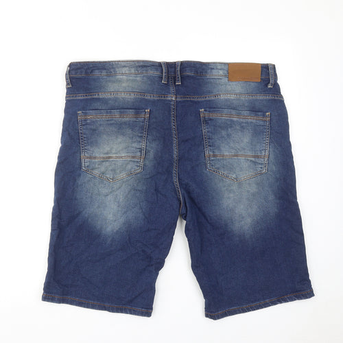 Losan Mens Blue Cotton Chino Shorts Size 42 in Regular Zip