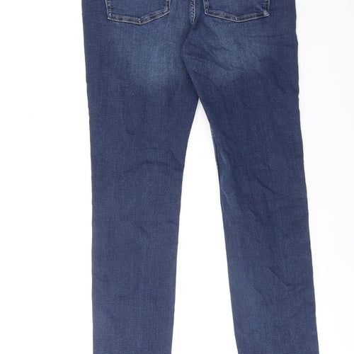 Marks and Spencer Womens Blue Cotton Skinny Jeans Size 12 Slim Zip