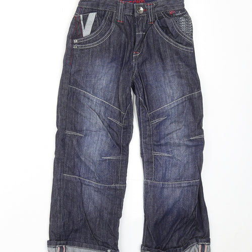 Blue Zoo Boys Blue Cotton Bootcut Jeans Size 6 Years Regular Zip