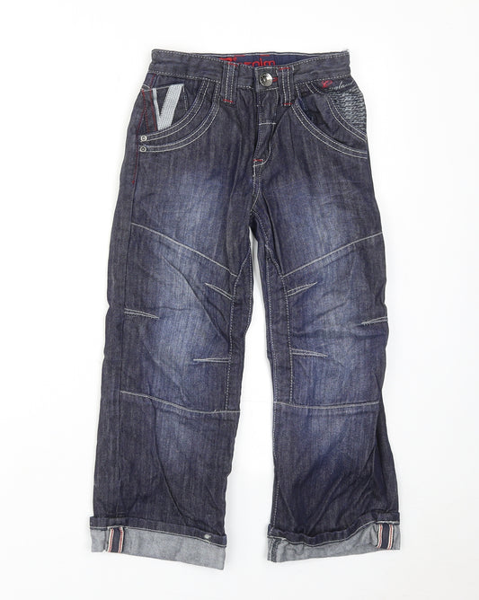 Blue Zoo Boys Blue Cotton Bootcut Jeans Size 6 Years Regular Zip