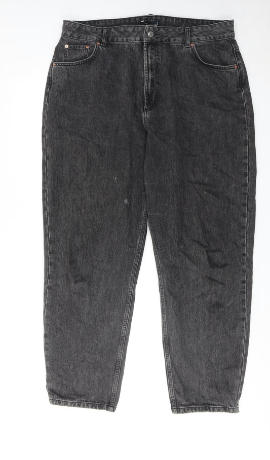 ASOS Mens Black Cotton Tapered Jeans Size 36 in L30 in Regular Zip