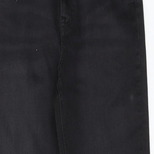 Marks and Spencer Womens Black Cotton Tapered Jeans Size 12 Regular Zip