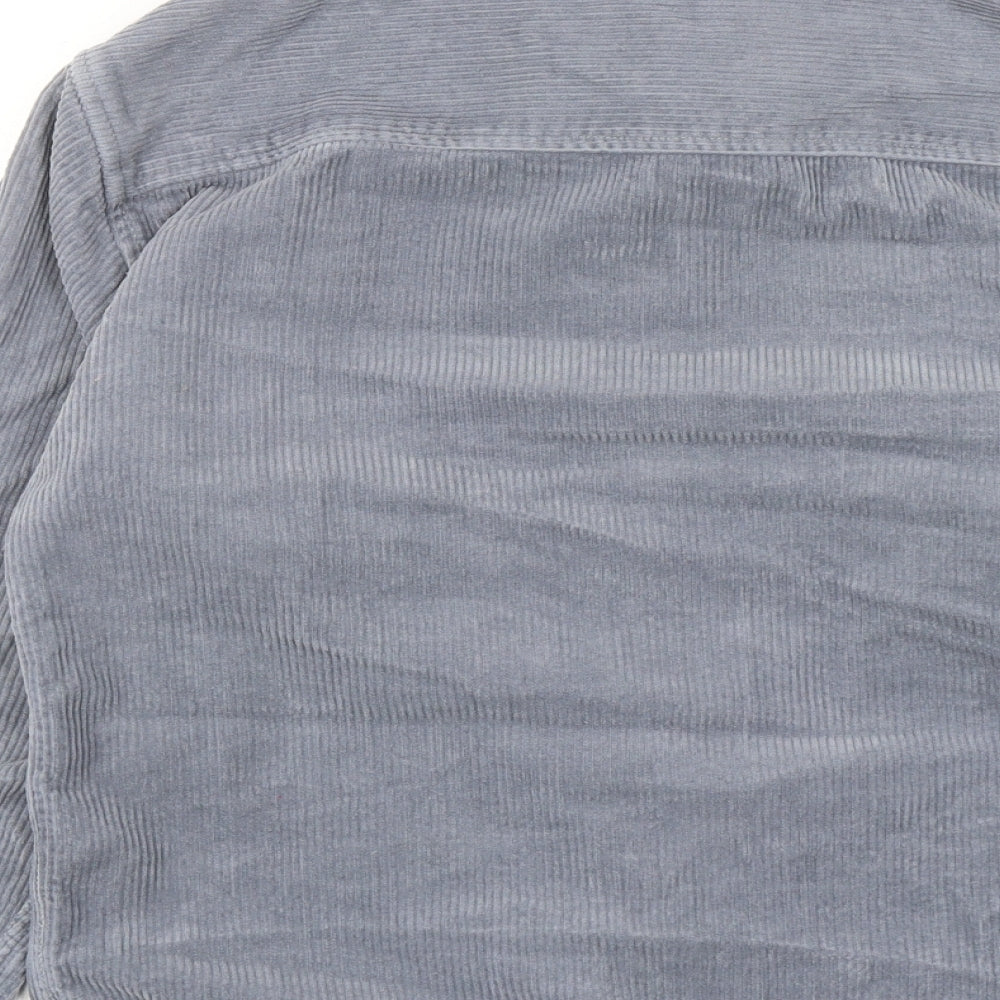 Zara Boys Grey Cotton Basic Button-Up Size 13-14 Years Collared Button