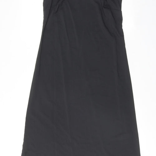 Marks and Spencer Womens Black Polyester Slip Dress Size 10 V-Neck Pullover