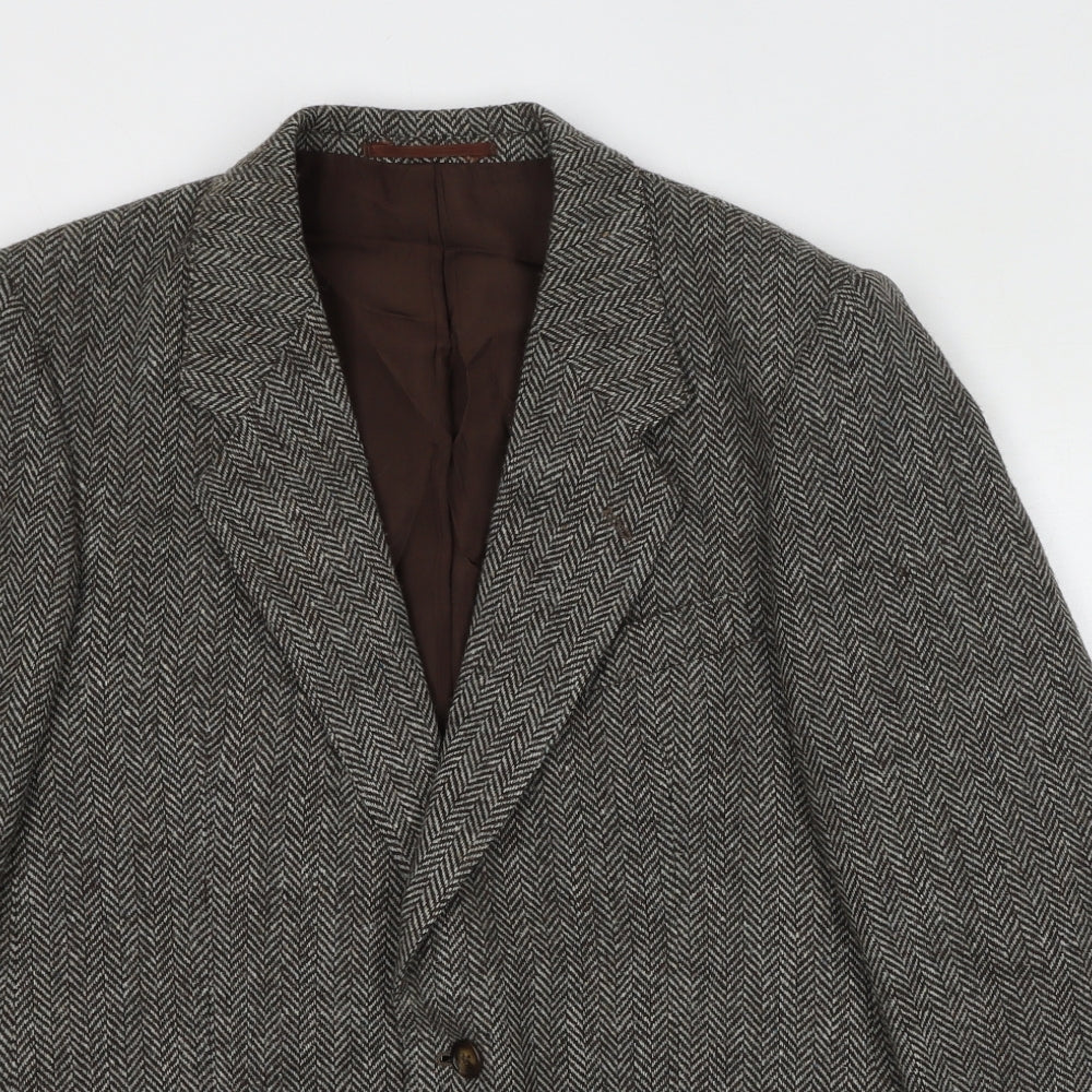 Canada Mens Grey Herringbone Wool Jacket Blazer Size 38 Regular