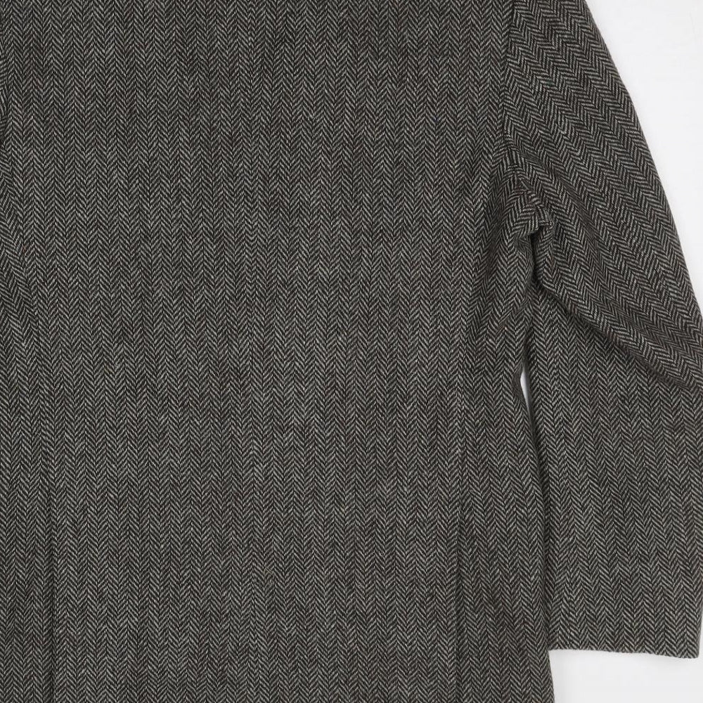 Canada Mens Grey Herringbone Wool Jacket Blazer Size 38 Regular