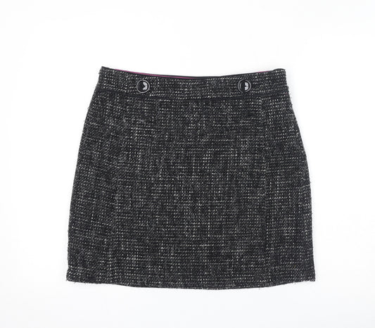 Monsoon Womens Black Polyester A-Line Skirt Size 14 Zip