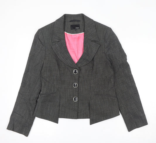 NEXT Womens Black Geometric Jacket Blazer Size 14 Button