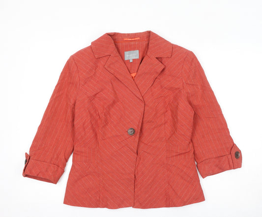 Per Una Womens Orange Striped Jacket Blazer Size 12 Button