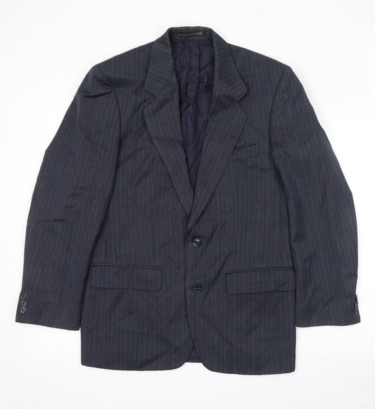 Marks and Spencer Mens Grey Striped Polyester Jacket Suit Jacket Size 36 Regular