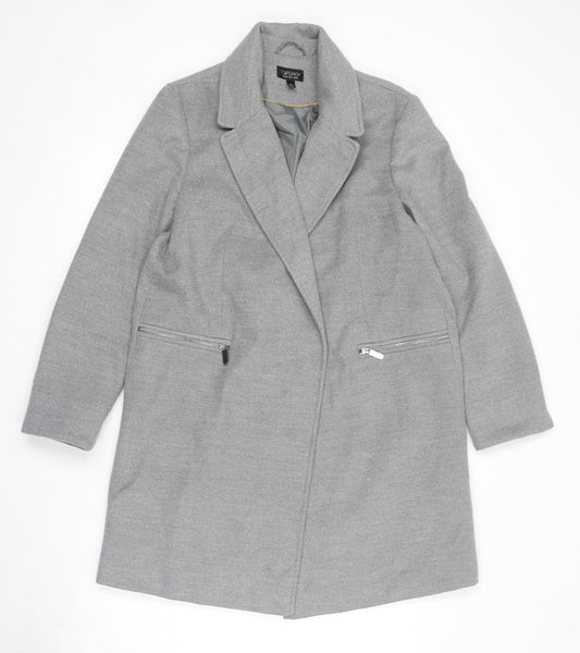Topshop Womens Grey Overcoat Coat Size 12 Snap