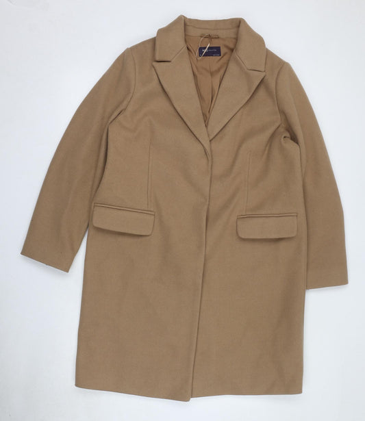 Marks and Spencer Womens Beige Overcoat Coat Size 16 Snap