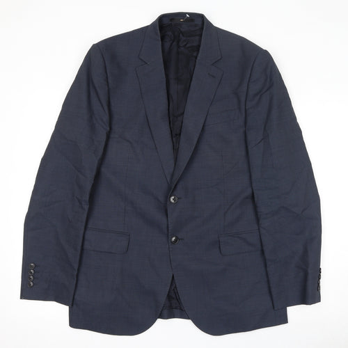 Jaeger Mens Blue Wool Jacket Suit Jacket Size 40 Regular