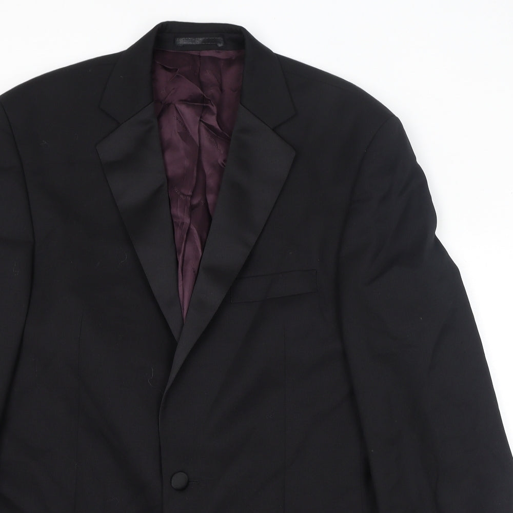 Pierre Cardin Mens Black Wool Tuxedo Suit Jacket Size 38 Regular