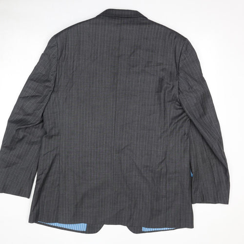 Marks and Spencer Mens Grey Striped Wool Jacket Suit Jacket Size 46 Regular