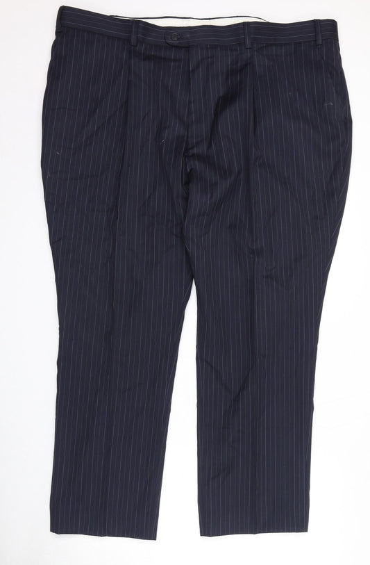 Centaur Mens Blue Striped Wool Dress Pants Trousers Size 46 in L29 in Regular Zip