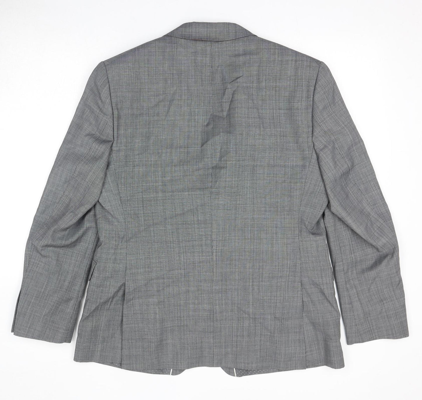 Jeff Banks Mens Grey Plaid Wool Jacket Suit Jacket Size 44 Regular
