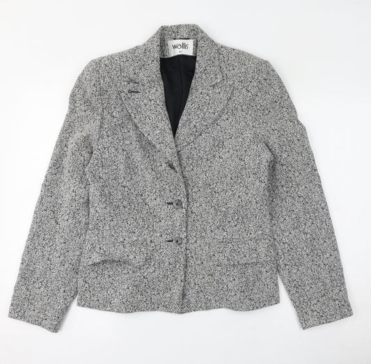 Wallis Womens Grey Jacket Blazer Size 10 Button