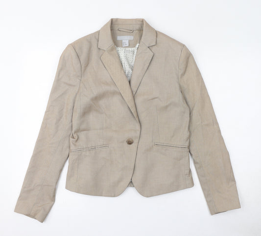 H&M Womens Beige Jacket Blazer Size 10 Button