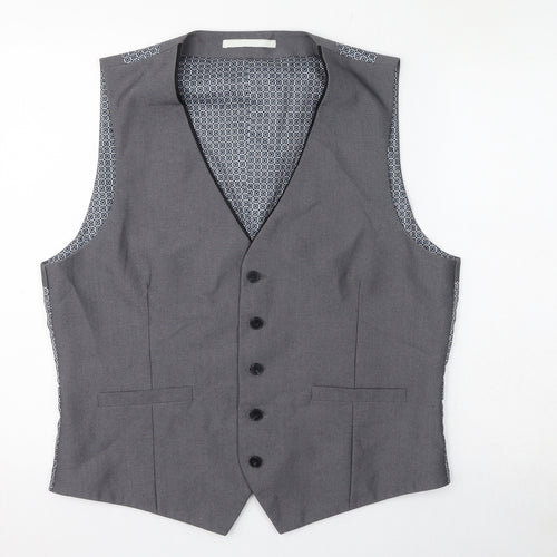 Burton Mens Grey Polyester Jacket Suit Waistcoat Size L Regular