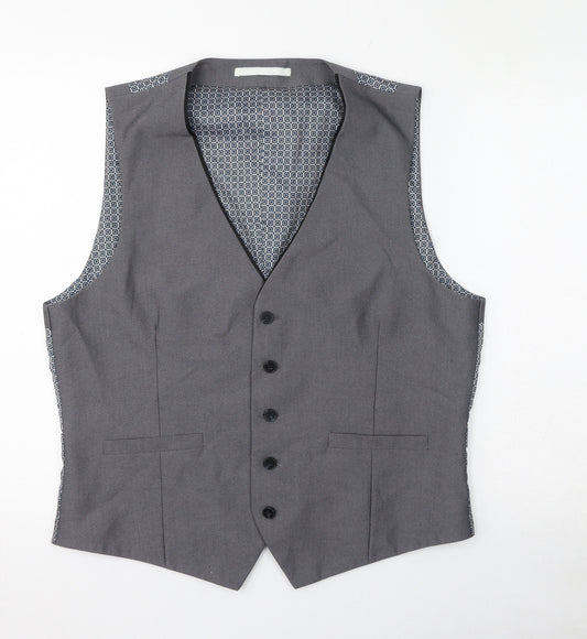 Burton Mens Grey Polyester Jacket Suit Waistcoat Size L Regular