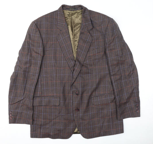 Manford Mens Brown Geometric Wool Jacket Blazer Size 42 Regular