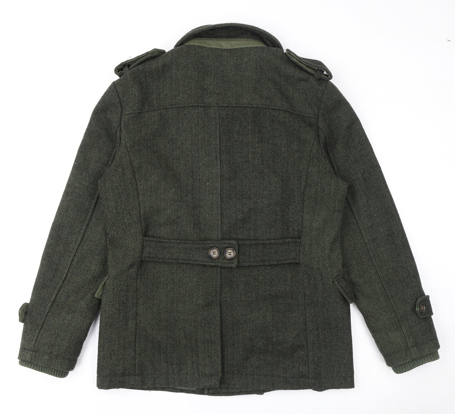 Greenwoods Mens Green Pea Coat Coat Size M Zip