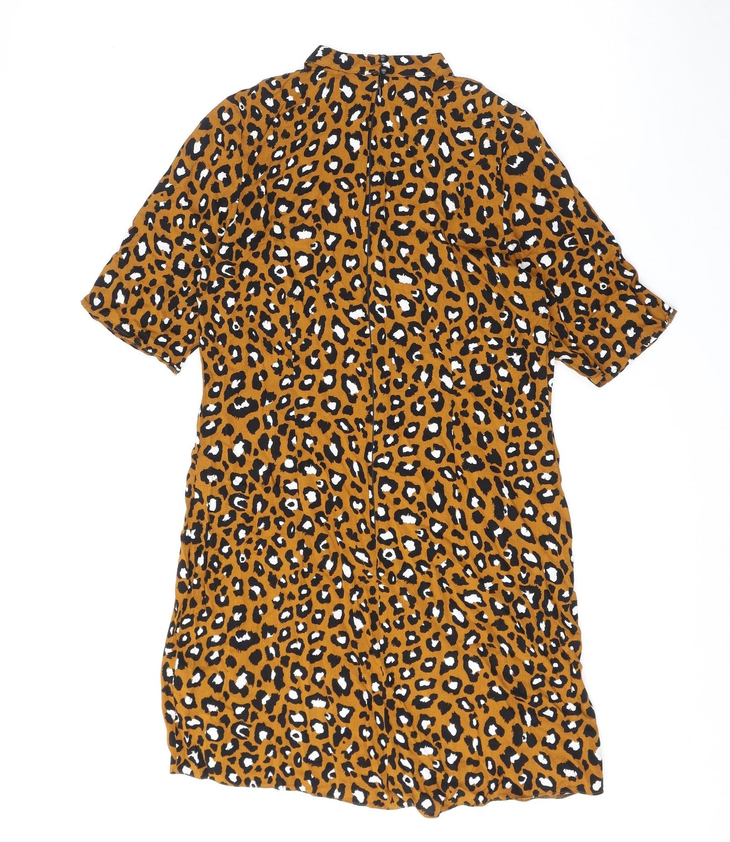 Very Womens Black Animal Print Viscose A-Line Size 12 Round Neck Zip - Cheetah pattern