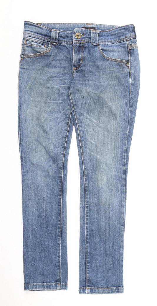 Miss Selfridge Womens Blue Cotton Skinny Jeans Size 10 L29 in Regular Zip