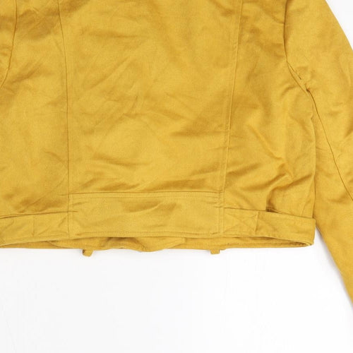 Missguided Womens Yellow Biker Jacket Size 8 Zip