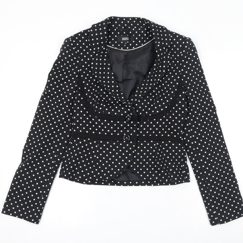 Marks and Spencer Womens Black Polka Dot Jacket Blazer Size 8 Button
